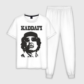Мужская пижама хлопок с принтом Каддафи (4) в Новосибирске, 100% хлопок | брюки и футболка прямого кроя, без карманов, на брюках мягкая резинка на поясе и по низу штанин
 | Тематика изображения на принте: восток | каддафи | ливия | министр | муамар