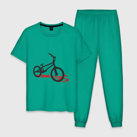 Мужская пижама хлопок с принтом BMX 1 в Новосибирске, 100% хлопок | брюки и футболка прямого кроя, без карманов, на брюках мягкая резинка на поясе и по низу штанин
 | Тематика изображения на принте: bmx | велик | вело | велогонки | велорейсинг | велосипед | спортивный велосипед | фрирайд | эктрим