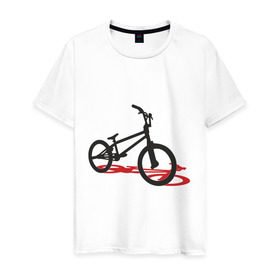 Мужская футболка хлопок с принтом BMX 1 в Новосибирске, 100% хлопок | прямой крой, круглый вырез горловины, длина до линии бедер, слегка спущенное плечо. | Тематика изображения на принте: bmx | велик | вело | велогонки | велорейсинг | велосипед | спортивный велосипед | фрирайд | эктрим
