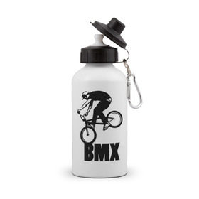 Бутылка спортивная с принтом BMX 3 в Новосибирске, металл | емкость — 500 мл, в комплекте две пластиковые крышки и карабин для крепления | bmx | free style | бмэкс | велик | вело | велосипедист | фристайл | экстрим | экстримальный