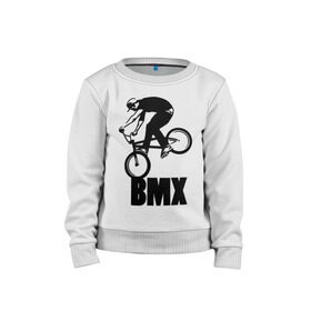 Детский свитшот хлопок с принтом BMX 3 в Новосибирске, 100% хлопок | круглый вырез горловины, эластичные манжеты, пояс и воротник | bmx | free style | бмэкс | велик | вело | велосипедист | фристайл | экстрим | экстримальный