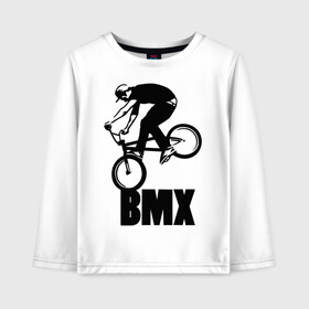Детский лонгслив хлопок с принтом BMX 3 в Новосибирске, 100% хлопок | круглый вырез горловины, полуприлегающий силуэт, длина до линии бедер | bmx | free style | бмэкс | велик | вело | велосипедист | фристайл | экстрим | экстримальный