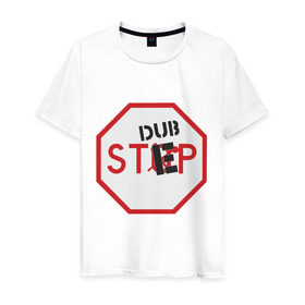 Мужская футболка хлопок с принтом Dub step знак в Новосибирске, 100% хлопок | прямой крой, круглый вырез горловины, длина до линии бедер, слегка спущенное плечо. | dubstep | даб | дабстеп | дорожные знаки