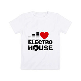 Детская футболка хлопок с принтом Electro house love в Новосибирске, 100% хлопок | круглый вырез горловины, полуприлегающий силуэт, длина до линии бедер | Тематика изображения на принте: эквалайзер