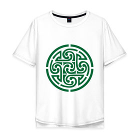 Мужская футболка хлопок Oversize с принтом Кельтский круг в Новосибирске, 100% хлопок | свободный крой, круглый ворот, “спинка” длиннее передней части | кельтский куг | кельтский орнамент | круг из кельтских узоров.кельты