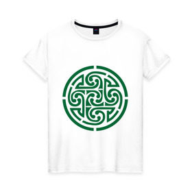 Женская футболка хлопок с принтом Кельтский круг в Новосибирске, 100% хлопок | прямой крой, круглый вырез горловины, длина до линии бедер, слегка спущенное плечо | кельтский куг | кельтский орнамент | круг из кельтских узоров.кельты