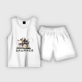 Детская пижама с шортами хлопок с принтом Drummer в Новосибирске,  |  | drummer | барабанщик | барабаны | драммер | ударник | ударные