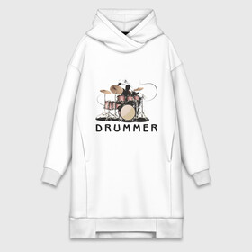 Платье-худи хлопок с принтом Drummer в Новосибирске,  |  | drummer | барабанщик | барабаны | драммер | ударник | ударные