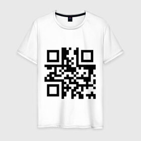 Мужская футболка хлопок с принтом qr Код в Новосибирске, 100% хлопок | прямой крой, круглый вырез горловины, длина до линии бедер, слегка спущенное плечо. | qr | qr код | qr кодandroid | андроид | штрих код