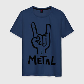 Мужская футболка хлопок с принтом Metal в Новосибирске, 100% хлопок | прямой крой, круглый вырез горловины, длина до линии бедер, слегка спущенное плечо. | металлика