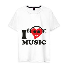 Мужская футболка хлопок с принтом Я люблю слушать музыку в Новосибирске, 100% хлопок | прямой крой, круглый вырез горловины, длина до линии бедер, слегка спущенное плечо. | меломан | музыка | наушники | плеер | плейлист | плэйлист | я люблю слушать музыкуслушать