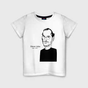 Детская футболка хлопок с принтом Steve Jobs в Новосибирске, 100% хлопок | круглый вырез горловины, полуприлегающий силуэт, длина до линии бедер | apple | mac | steve jobs | мак | стив джоббс | стив джобс | стив джопс | стивен джобс | эпл