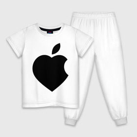 Детская пижама хлопок с принтом Сердце- яблоко в Новосибирске, 100% хлопок |  брюки и футболка прямого кроя, без карманов, на брюках мягкая резинка на поясе и по низу штанин
 | apple | mac | steve jobs | мак | стив джоббс | стив джобс | стив джопс | стивен джобс | эпл