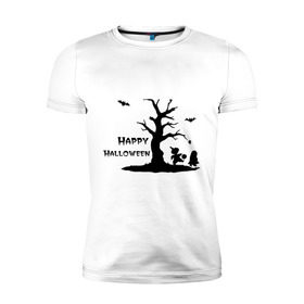Мужская футболка премиум с принтом Зловещее дерево в Новосибирске, 92% хлопок, 8% лайкра | приталенный силуэт, круглый вырез ворота, длина до линии бедра, короткий рукав | 31 о | hallowen | haloven | halovin | halowin | helloveen | helloven | hellovin | heloven | helovin | helowin | день всех святых | халловин | халлоуин | халлувин | халоуин | халувин | халуин | хеллоуин | хелоуин | хелувин | хелуин | хэлловин