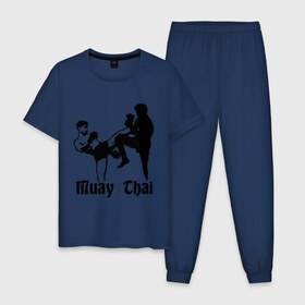 Мужская пижама хлопок с принтом Muay Thai (2) в Новосибирске, 100% хлопок | брюки и футболка прямого кроя, без карманов, на брюках мягкая резинка на поясе и по низу штанин
 | муай тай