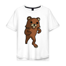 Мужская футболка хлопок Oversize с принтом Педомедведь в Новосибирске, 100% хлопок | свободный крой, круглый ворот, “спинка” длиннее передней части | pedobear | детведь | интернет мем | педабир | педведь | педобер | педобир | педомедведь | педомедвеь | пидобир | чадомиша