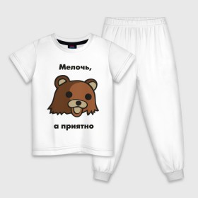 Детская пижама хлопок с принтом Мелочь а приятно в Новосибирске, 100% хлопок |  брюки и футболка прямого кроя, без карманов, на брюках мягкая резинка на поясе и по низу штанин
 | pedobear | детведь | интернет мем | мелочь а приятно | педабир | педведь | педобер | педобир | педомедведь | педомедвеь | пидобир | чадомиша