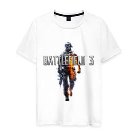 Мужская футболка хлопок с принтом Battlefield 3 в Новосибирске, 100% хлопок | прямой крой, круглый вырез горловины, длина до линии бедер, слегка спущенное плечо. | battlefield | компьютерные игры