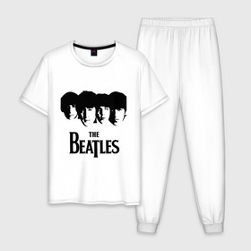 Мужская пижама хлопок с принтом The Beatles в Новосибирске, 100% хлопок | брюки и футболка прямого кроя, без карманов, на брюках мягкая резинка на поясе и по низу штанин
 | 60s | 60е | beatles | rock | битлз | битлы | леннон | ленон | макартни | музыка | ретро | рок