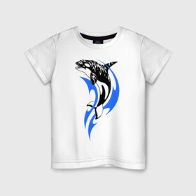Детская футболка хлопок с принтом Косатка в Новосибирске, 100% хлопок | круглый вырез горловины, полуприлегающий силуэт, длина до линии бедер | Тематика изображения на принте: shark | акула | рыба