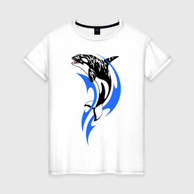 Женская футболка хлопок с принтом Косатка в Новосибирске, 100% хлопок | прямой крой, круглый вырез горловины, длина до линии бедер, слегка спущенное плечо | shark | акула | рыба