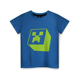 Детская футболка хлопок с принтом Minecraft creeper green в Новосибирске, 100% хлопок | круглый вырез горловины, полуприлегающий силуэт, длина до линии бедер | крипер