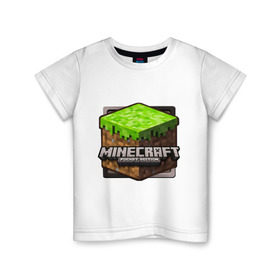 Детская футболка хлопок с принтом Minecraft logo в Новосибирске, 100% хлопок | круглый вырез горловины, полуприлегающий силуэт, длина до линии бедер | Тематика изображения на принте: creeper | mine craft | minecraft | майнкрафт | шахта