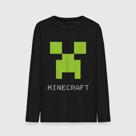 Мужской лонгслив хлопок с принтом Minecraft logo grey в Новосибирске, 100% хлопок |  | крипер