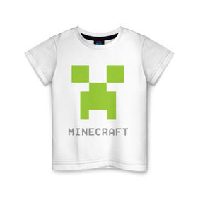 Детская футболка хлопок с принтом Minecraft logo grey в Новосибирске, 100% хлопок | круглый вырез горловины, полуприлегающий силуэт, длина до линии бедер | Тематика изображения на принте: крипер