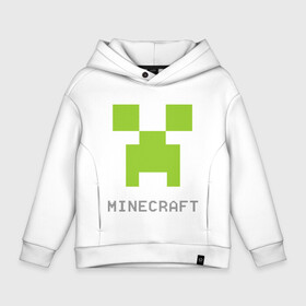 Детское худи Oversize хлопок с принтом Minecraft logo grey в Новосибирске, френч-терри — 70% хлопок, 30% полиэстер. Мягкий теплый начес внутри —100% хлопок | боковые карманы, эластичные манжеты и нижняя кромка, капюшон на магнитной кнопке | крипер