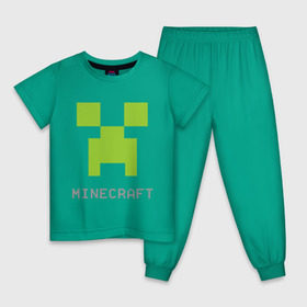 Детская пижама хлопок с принтом Minecraft logo grey в Новосибирске, 100% хлопок |  брюки и футболка прямого кроя, без карманов, на брюках мягкая резинка на поясе и по низу штанин
 | крипер