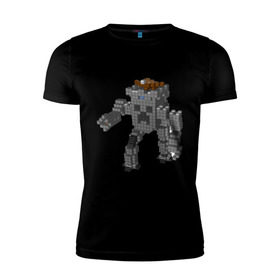 Мужская футболка премиум с принтом Minecraft robo в Новосибирске, 92% хлопок, 8% лайкра | приталенный силуэт, круглый вырез ворота, длина до линии бедра, короткий рукав | крипер