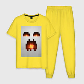 Мужская пижама хлопок с принтом Minecraft white в Новосибирске, 100% хлопок | брюки и футболка прямого кроя, без карманов, на брюках мягкая резинка на поясе и по низу штанин
 | крипер