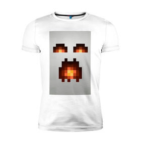 Мужская футболка премиум с принтом Minecraft white в Новосибирске, 92% хлопок, 8% лайкра | приталенный силуэт, круглый вырез ворота, длина до линии бедра, короткий рукав | крипер