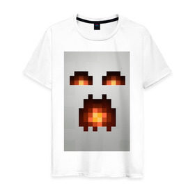 Мужская футболка хлопок с принтом Minecraft white в Новосибирске, 100% хлопок | прямой крой, круглый вырез горловины, длина до линии бедер, слегка спущенное плечо. | крипер