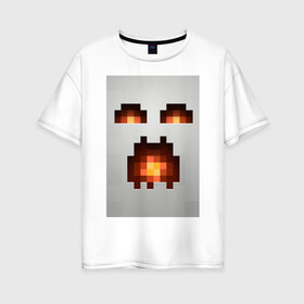 Женская футболка хлопок Oversize с принтом Minecraft white в Новосибирске, 100% хлопок | свободный крой, круглый ворот, спущенный рукав, длина до линии бедер
 | крипер