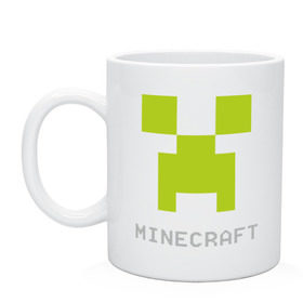 Кружка с принтом Minecraft logo grey (5) в Новосибирске, керамика | объем — 330 мл, диаметр — 80 мм. Принт наносится на бока кружки, можно сделать два разных изображения | крипер