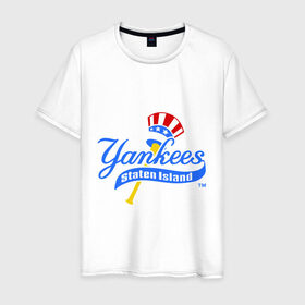 Мужская футболка хлопок с принтом NY Yankees byta в Новосибирске, 100% хлопок | прямой крой, круглый вырез горловины, длина до линии бедер, слегка спущенное плечо. | baseball | major league basebal | mlb | ny | staten island | yankees | америка | бейсбол | бита | главная лига бейсбола | нью йорк янкиз | статен айленд | сша | янки