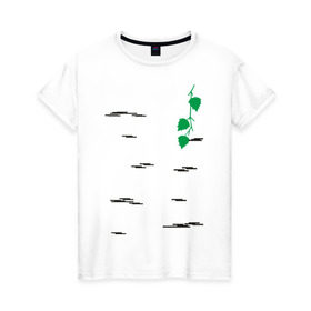 Женская футболка хлопок с принтом Березка в Новосибирске, 100% хлопок | прямой крой, круглый вырез горловины, длина до линии бедер, слегка спущенное плечо | береза | березка | дерево | полоски