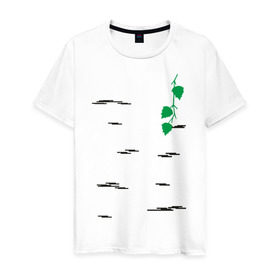 Мужская футболка хлопок с принтом Березка в Новосибирске, 100% хлопок | прямой крой, круглый вырез горловины, длина до линии бедер, слегка спущенное плечо. | береза | березка | дерево | полоски