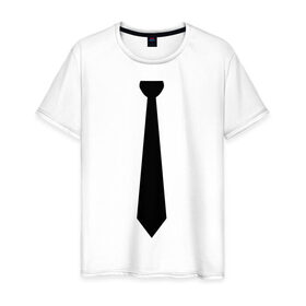 Мужская футболка хлопок с принтом Галстук в Новосибирске, 100% хлопок | прямой крой, круглый вырез горловины, длина до линии бедер, слегка спущенное плечо. | галстук | костюм