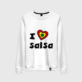 Женский свитшот хлопок с принтом Я люблю сальсу в Новосибирске, 100% хлопок | прямой крой, круглый вырез, на манжетах и по низу широкая трикотажная резинка  | bachata | i love | i love salsa | lambada | latina | salsa | бачата | ламбада | латина | латиноамериканская музыка | латиноамериканские танцы | сальса | танго | танец | танцы | ча ча ча | я люблю | я люблю сальсу