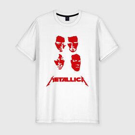 Мужская футболка премиум с принтом Metallica kvartet в Новосибирске, 92% хлопок, 8% лайкра | приталенный силуэт, круглый вырез ворота, длина до линии бедра, короткий рукав | металлика