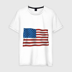 Мужская футболка хлопок с принтом Америка флаг в Новосибирске, 100% хлопок | прямой крой, круглый вырез горловины, длина до линии бедер, слегка спущенное плечо. | america | ny | usa | америка | американский флаг | вашингтон | нью йорк | политические | сша | флаг | флаг америки | флаг сша | флаги | штаты