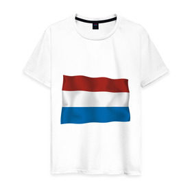 Мужская футболка хлопок с принтом Голландия флаг в Новосибирске, 100% хлопок | прямой крой, круглый вырез горловины, длина до линии бедер, слегка спущенное плечо. | holland | голандия | голандский флаг | голландия | голландский флаг | политические | флаг | флаг голандии | флаг голландии | флаги