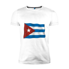 Мужская футболка премиум с принтом Куба флаг в Новосибирске, 92% хлопок, 8% лайкра | приталенный силуэт, круглый вырез ворота, длина до линии бедра, короткий рукав | Тематика изображения на принте: cuba | куба | куба афиша | кубинский флаг | республика куба | флаг | флаг кубы | флаги