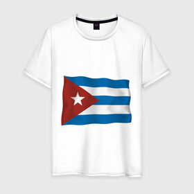 Мужская футболка хлопок с принтом Куба флаг в Новосибирске, 100% хлопок | прямой крой, круглый вырез горловины, длина до линии бедер, слегка спущенное плечо. | Тематика изображения на принте: cuba | куба | куба афиша | кубинский флаг | республика куба | флаг | флаг кубы | флаги