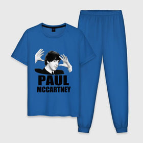 Мужская пижама хлопок с принтом Paul McCartney (Пол МакКартни) в Новосибирске, 100% хлопок | брюки и футболка прямого кроя, без карманов, на брюках мягкая резинка на поясе и по низу штанин
 | beatles | mccartney | the beatles | битлз | битлс | битлы | маккартни