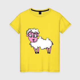 Женская футболка хлопок с принтом Овца (Sheep) в Новосибирске, 100% хлопок | прямой крой, круглый вырез горловины, длина до линии бедер, слегка спущенное плечо | sheep | баран | барашек | животные | овечка | овца