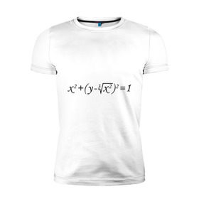 Мужская футболка премиум с принтом Формула любви математическая в Новосибирске, 92% хлопок, 8% лайкра | приталенный силуэт, круглый вырез ворота, длина до линии бедра, короткий рукав | Тематика изображения на принте: для студентов | математика | математическая формула | студенты | формула | форула любви